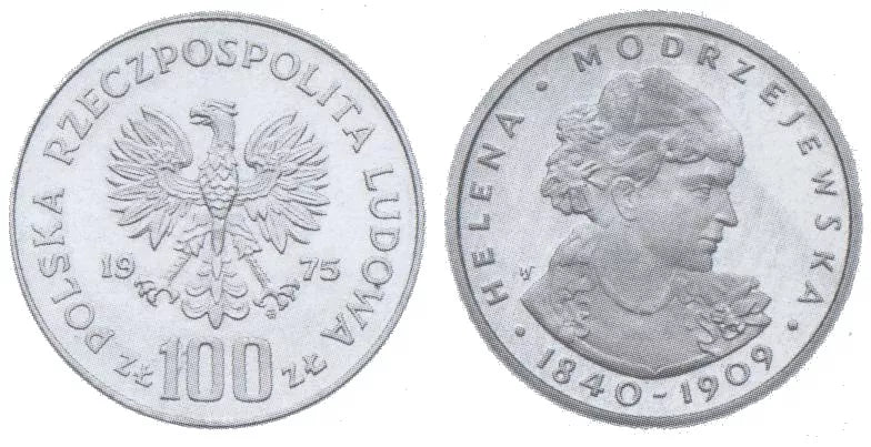 100 złotych 1975 - Helena Modrzejewska