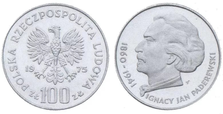 100 złotych 1975 - Ignacy Jan Paderewski
