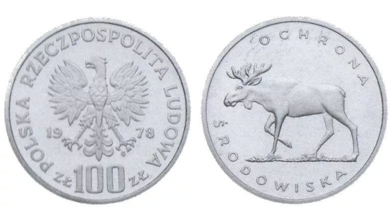 100 złotych 1978 - Ochrona środowiska - Łoś