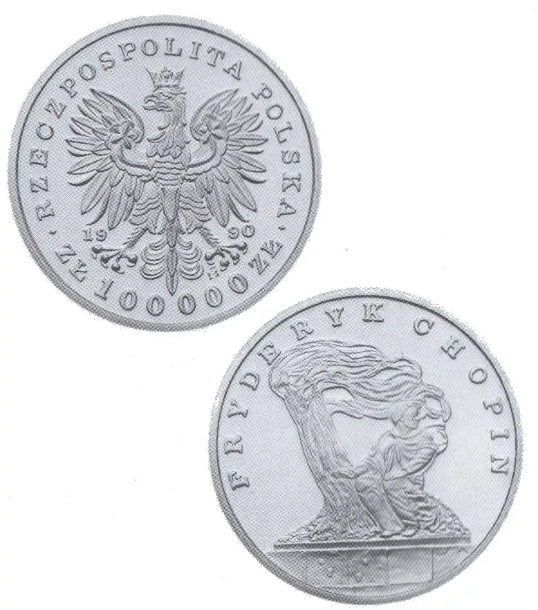 100000 złotych 1990 - Fryderyk Chopin