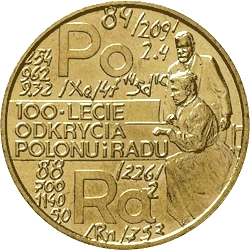 2 złote 1998 - 100-lecie odkrycia Polonu i Radu