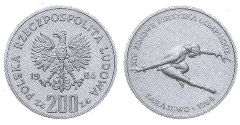 200 złotych - XIV Zimowe Igrzyska Olimpijskie - Sarajewo 1984