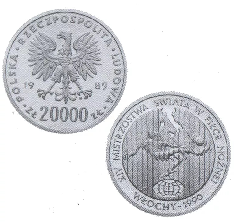 20000 złotych 1989 - XIV Mistrzostwa Świata w Piłce Nożnej - Włochy 1990 (piłkarz)