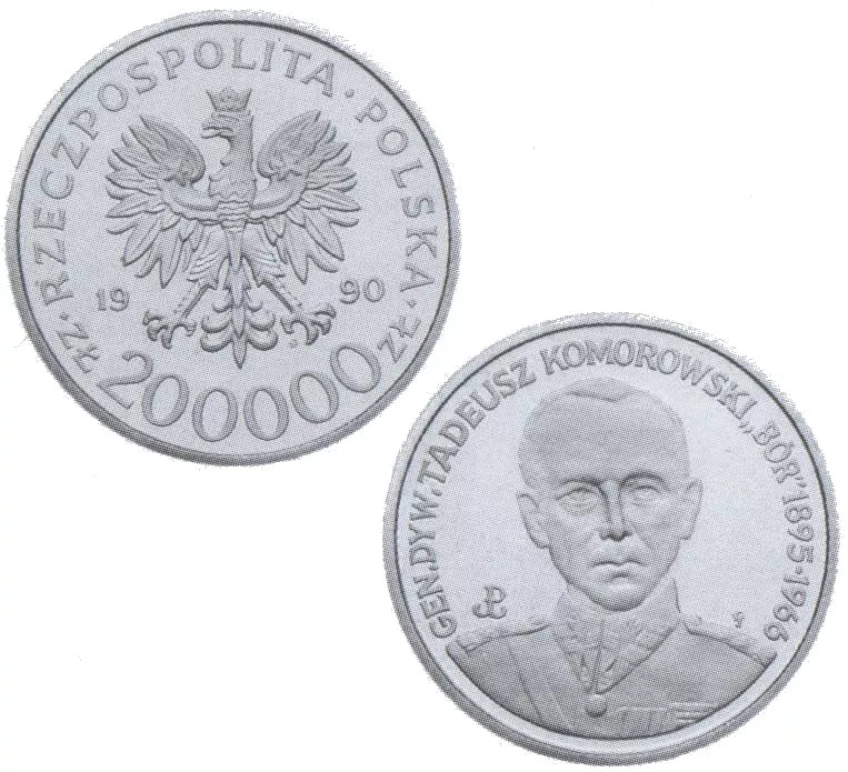 200000 złotych 1990 - Generał Tadeusz Komorowski - Bór