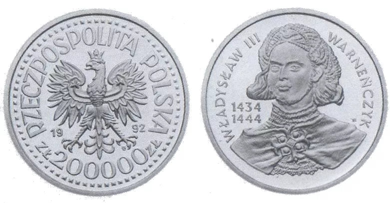200000 złotych 1992 - Władysław Warneńczyk (popiersie)