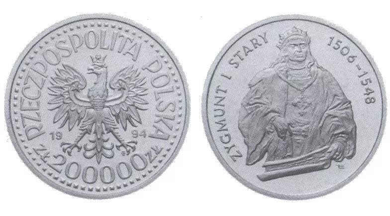 200000 złotych 1994 - Zygmunt Stary (półpostać)