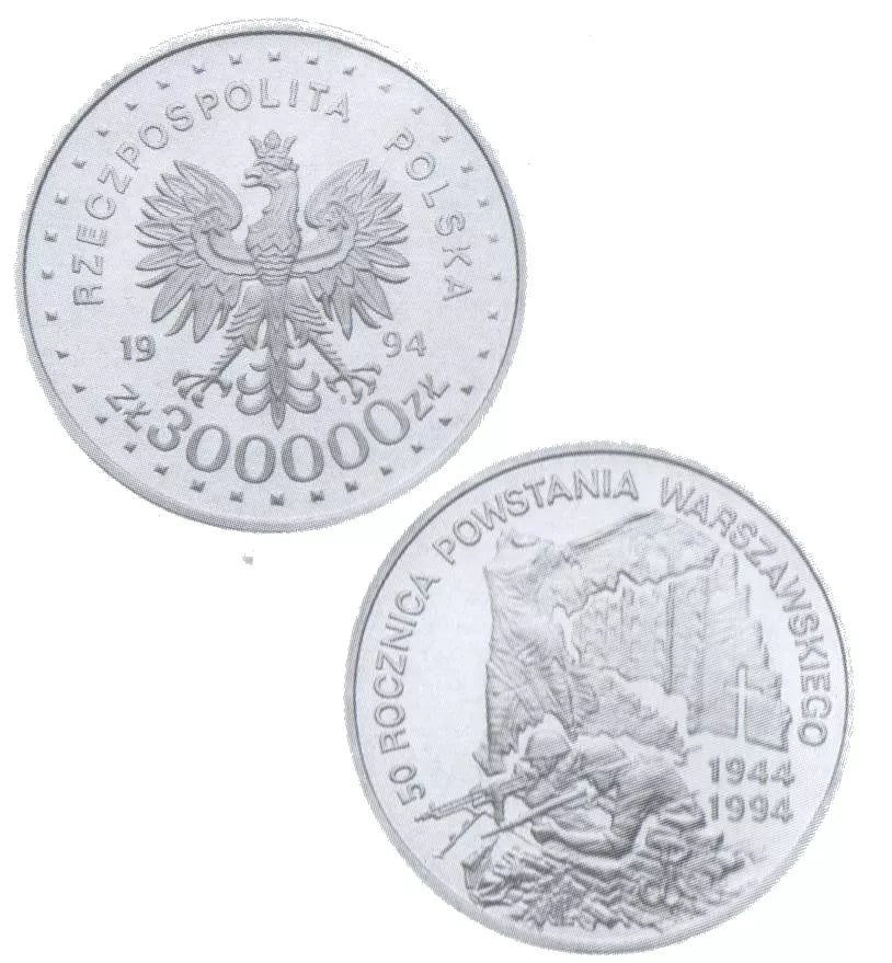 300000 złotych 1994 - 50. rocznica Powstania Warszawskiego