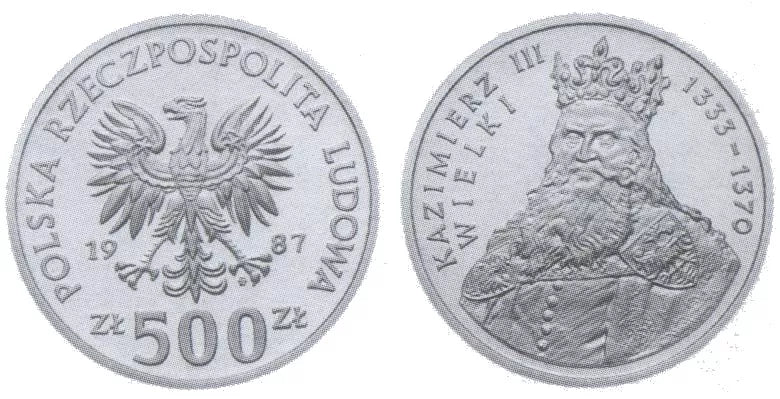 500 złotych 1987 - Kazimierz Wielki