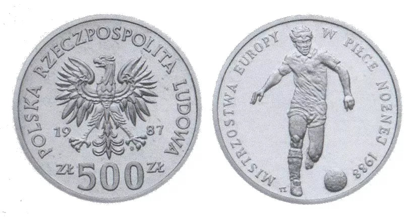 500 złotych 1987 - Mistrzostwa Europy w Piłce Nożnej 1988