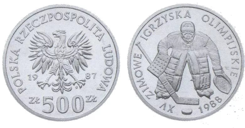 500 złotych - XV Zimowe Igrzyska Olimpijskie - Calgary 1988