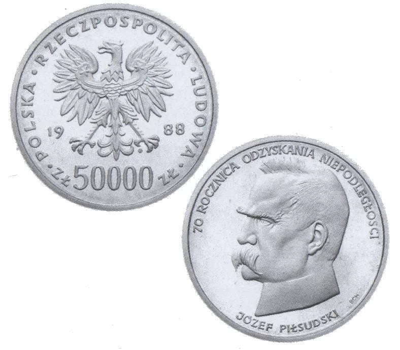 50000 złotych 1988 - Józef Piłsudski
